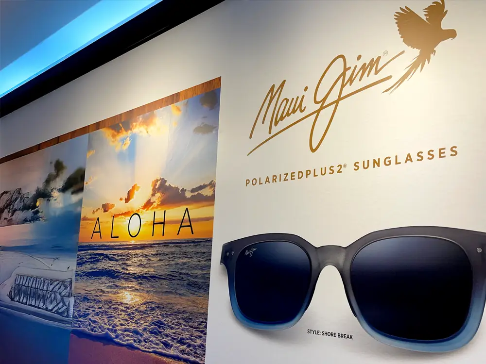 Maui Jim sunglasses graphic Wall Wraps Atlanta International Airport by Black Diamond Designs 3M certified installer